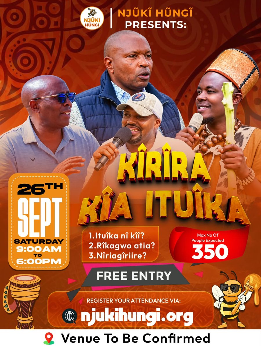 Kĩrĩra kĩa Ituĩka poster — 26th September, 9AM to 6PM, free entry, 350 seats